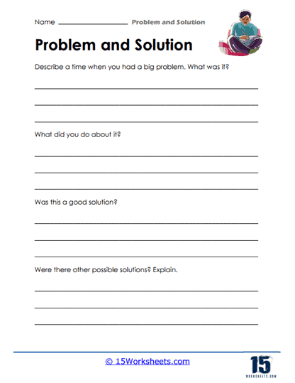 Reading Comprehension Problem and Solution Exercise 2 for Elementary Learners Third grade students practicing problem and solution identification in a reading comprehension worksheet activity