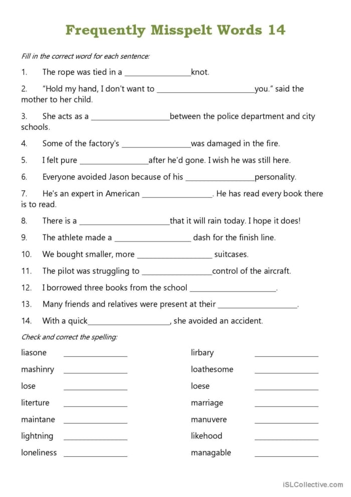 Find the Misspelled Words worksheet for third graders focusing on spelling skills