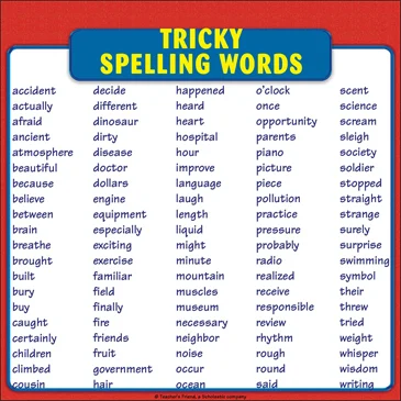 Children practicing spelling tricky words in a third-grade worksheet