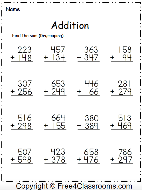 Three digit subtraction practice worksheet for third grade students to build math skills