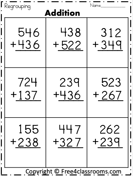 Third grade worksheet featuring a collection of challenging three-digit subtraction problems for extra practice