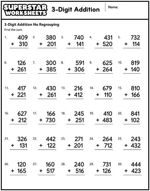 Extra Practice worksheet featuring three-digit subtraction problems for third graders