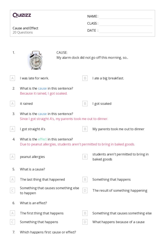 Third grade students using a Cause and Effect: Thunderstorms worksheet to analyze nonfiction text