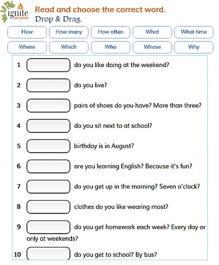 Third grade wh questions worksheet featuring a colorful story about children and dogs playing at the dog park to practice who what where why and when