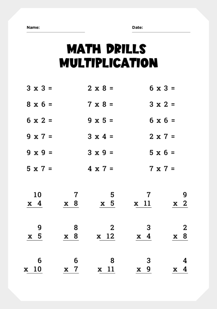 Fourth grade student solving a 3-Minute Math Drill addition worksheet page 21