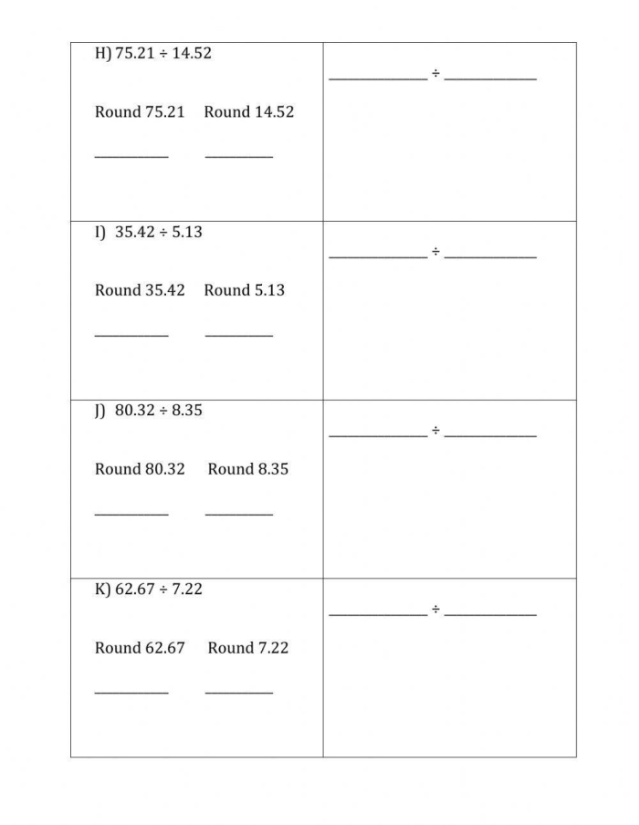 Fourth grade physical science worksheet for rounding decimals and converting percentages
