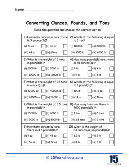 Fourth grade math worksheet featuring Easter themed problems for converting pounds to ounces