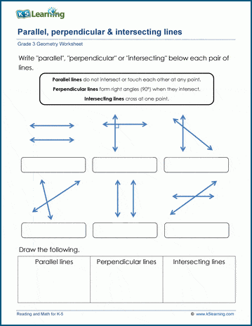 Parallel and Perpendicular Lines Worksheet Third Edition Fourth grade student completing a parallel and perpendicular lines geometry worksheet