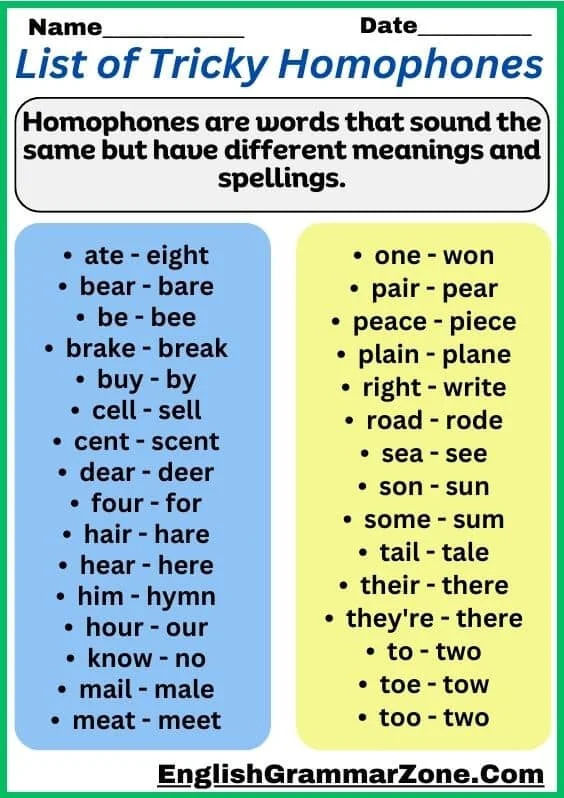 Tricky Homophones Worksheet for Fourth Grade Reading Skills Kids practicing tricky homophones on a fill-in-the-blanks worksheet