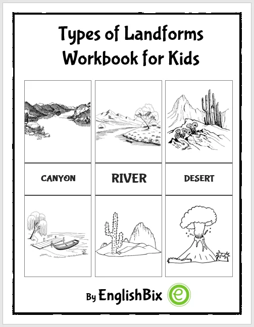Different Landforms worksheet for Fourth Grade