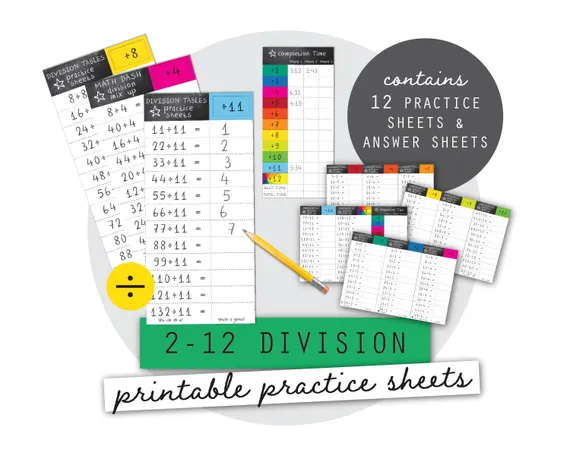 Students practicing long division with a worksheet featuring 30 problems for review