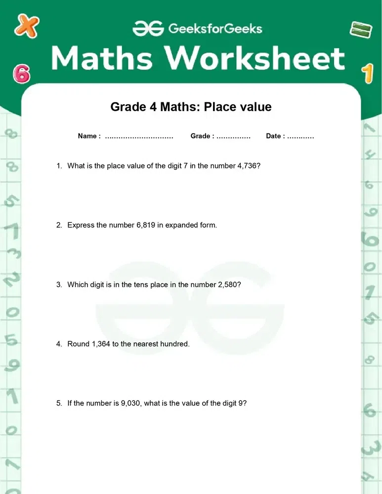 Math Mixed Review Part 1 Flying Through Fourth Grade worksheet image 25 Fourth grade math mixed review worksheet covering subtraction, prime numbers, and geometry concepts for skill assessment