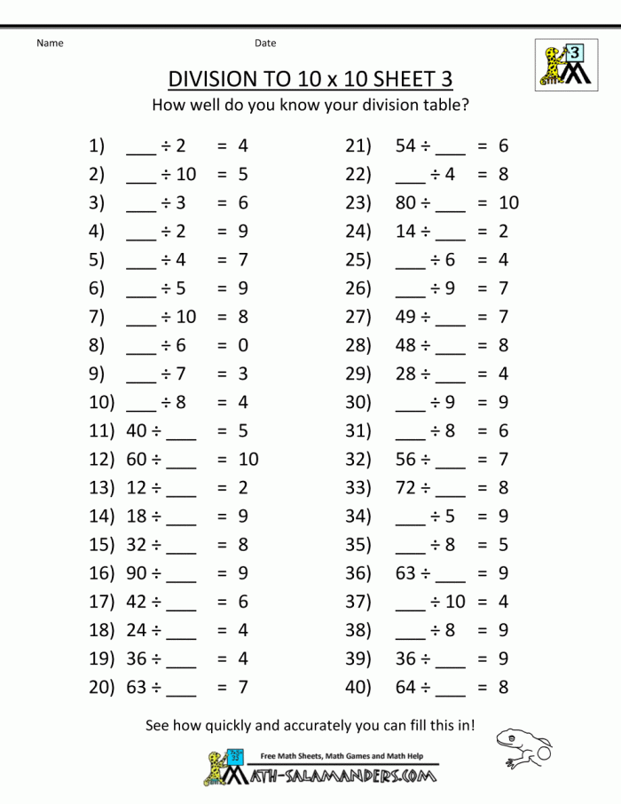 Multiplication and Division Practice Worksheet Five Fourth grade multiplication and division math worksheet number five