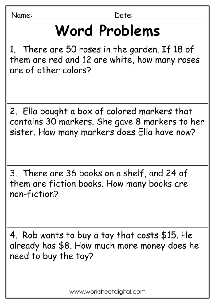 Worksheet featuring fourth-grade word problems to enhance math skills
