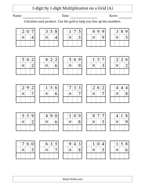 Practice multiplying three-digit numbers with this engaging worksheet for history lessons 3-Digit by 1-Digit Multiplication worksheet for fourth graders to enhance their math skills