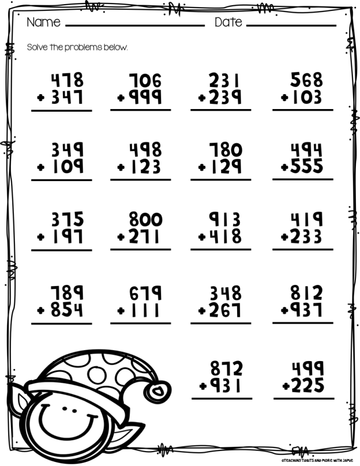Math Review Part 1 Grade 4 Integers and Rational Numbers Worksheet 11 Fourth grade math review worksheet featuring multi-digit multiplication and division practice problems for lesson 11