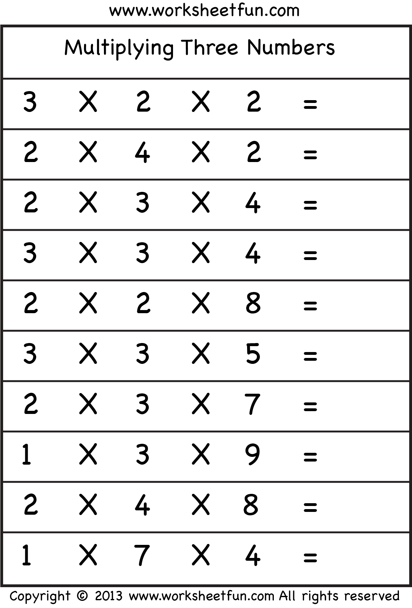 Educational resource featuring a multiplication practice sheet for 3-digit numbers 3-Digit by 1-Digit Multiplication worksheet for fourth graders to enhance their math skills