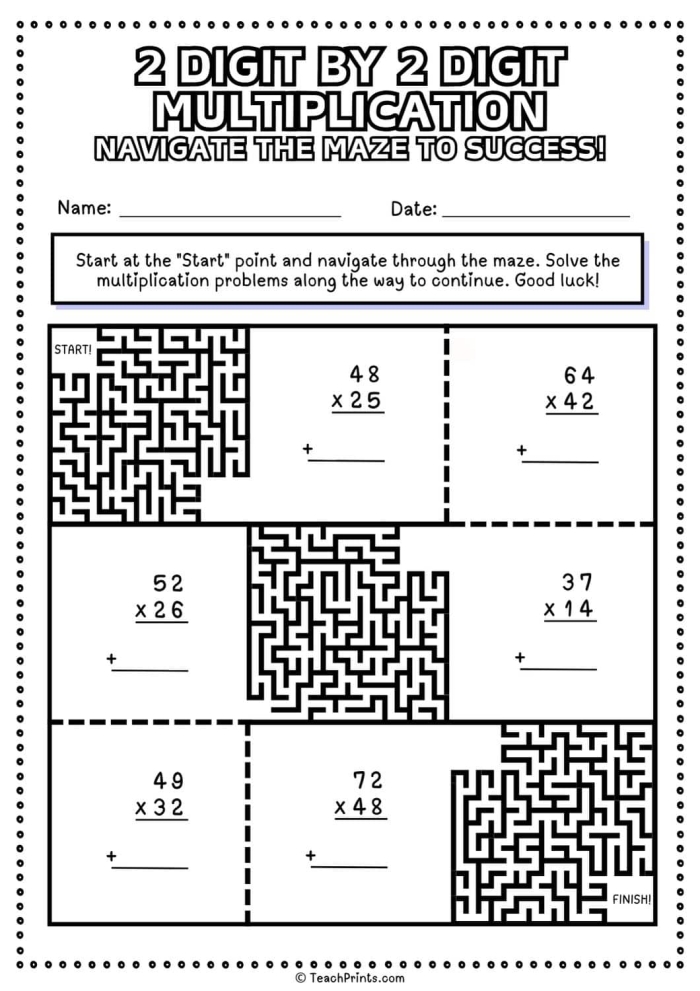 2-Digit by 2-Digit Multiplication worksheet designed for fourth and fifth graders to enhance their math skills