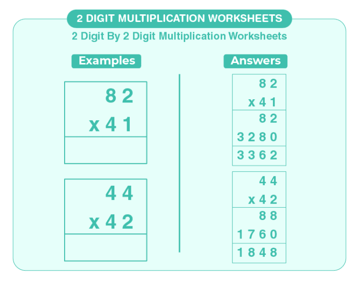 Fourth grade math worksheet featuring multiplication problems with two-digit and one-digit numbers