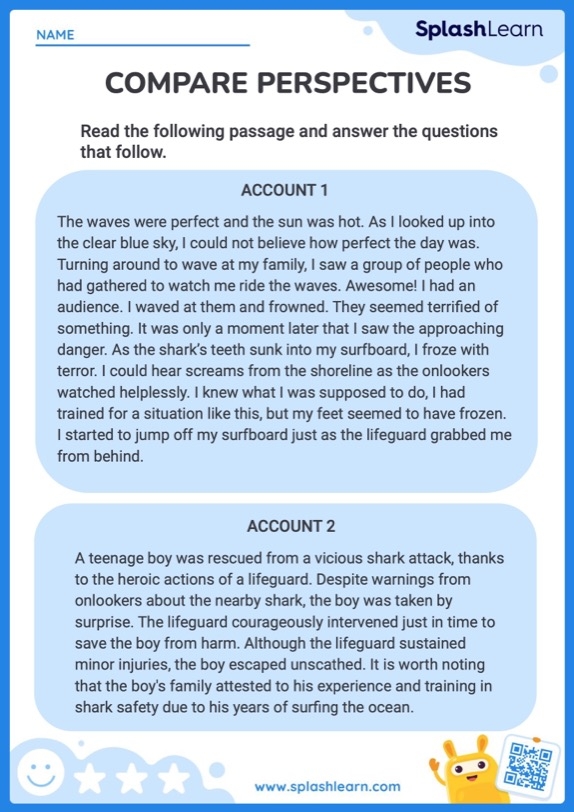 Fourth grade worksheet for identifying first and third person narration in civics texts