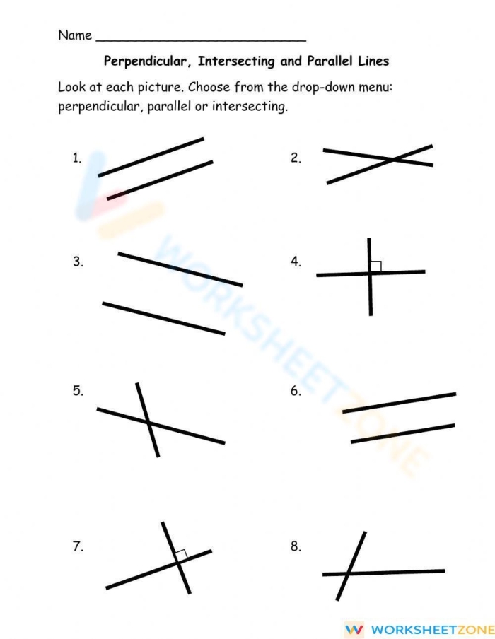 Parallel and Perpendicular Lines Geometry Worksheet for 4th Grade Activity 23 A fourth grade geometry worksheet featuring exercises to identify and draw parallel and perpendicular lines.