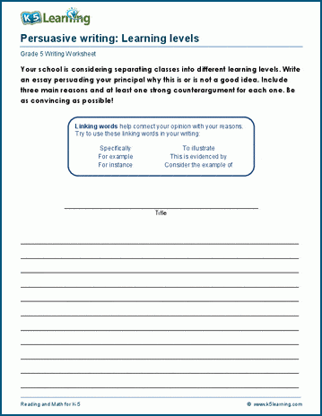 Fourth grade persuasive writing prompt worksheet featuring a fantastical scenario to help students practice convincing arguments and composition skills