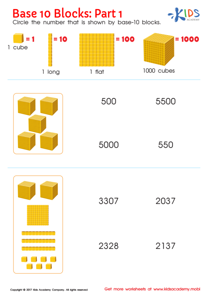 Fourth grade math worksheet featuring 15 practice problems to build place value skills up to the thousands