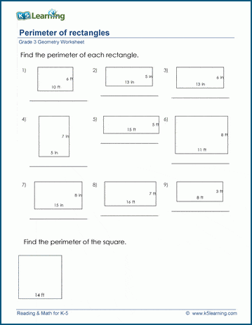 Fourth grade students practicing area and perimeter of a rectangle on a math ninja worksheet