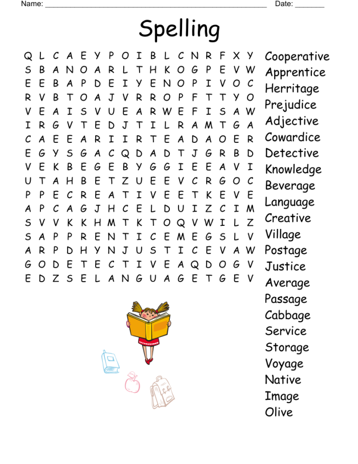 Spring-themed word search puzzle worksheet for fourth graders to improve spelling skills