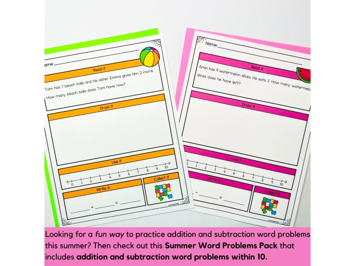 Summer Word Problems Worksheet for Fourth Grade Students Image 8 Fourth grade student working on a summer themed math word problems worksheet