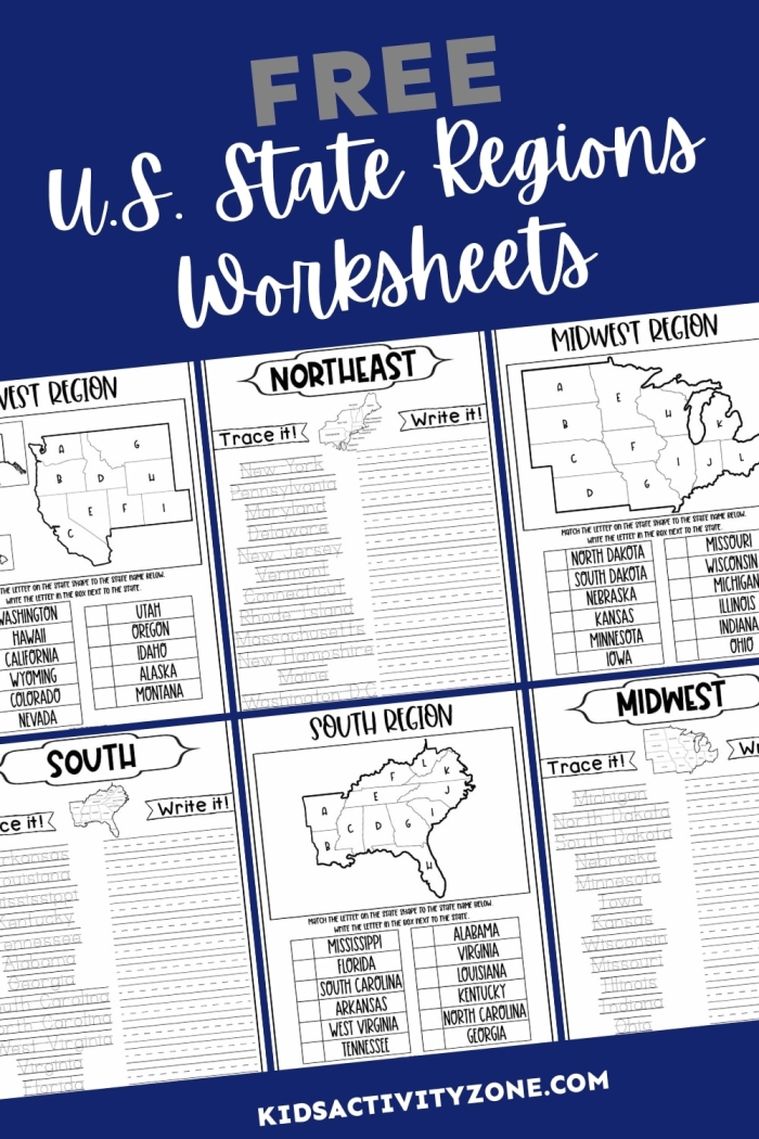 Fourth grade students practice identifying the eight regions of the United States on this educational mapping worksheet