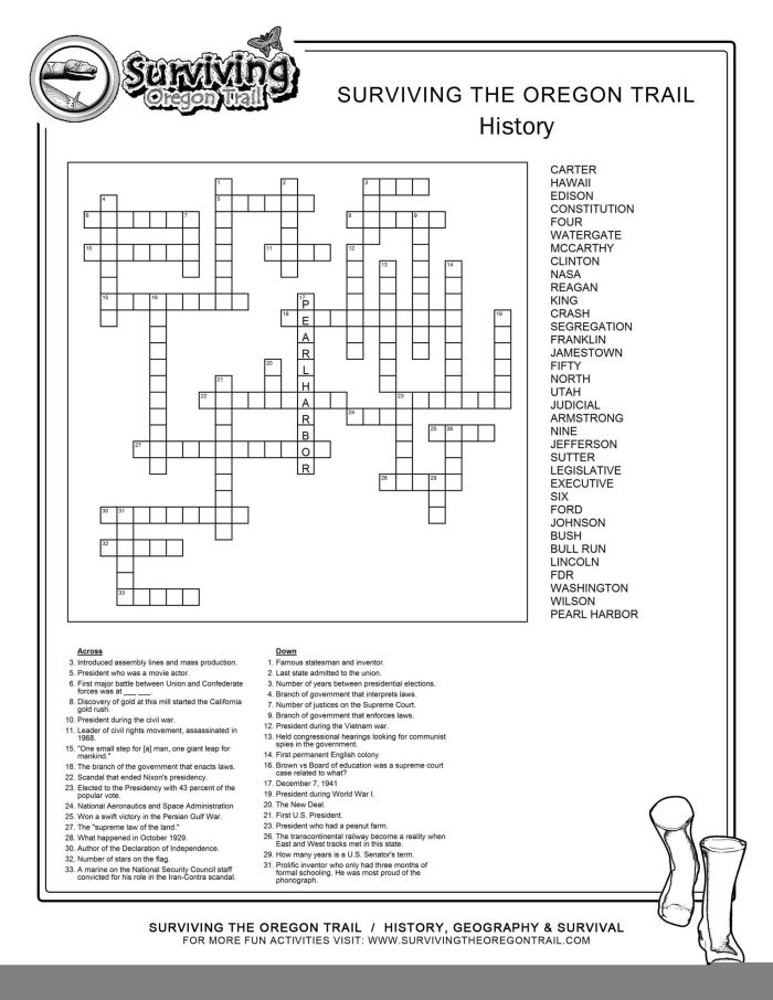 Fourth grade USA States Crossword worksheet showing a map for identifying state locations