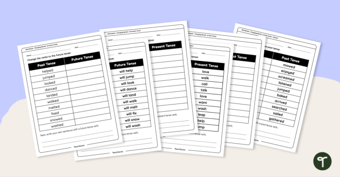 Fourth grade students practice identifying past present and future verb tenses on this worksheet 10