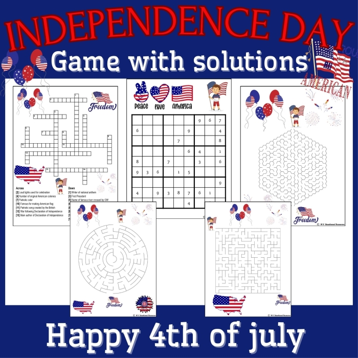Fun 4th of July game worksheet for kindergarten kids to enjoy before the barbecue