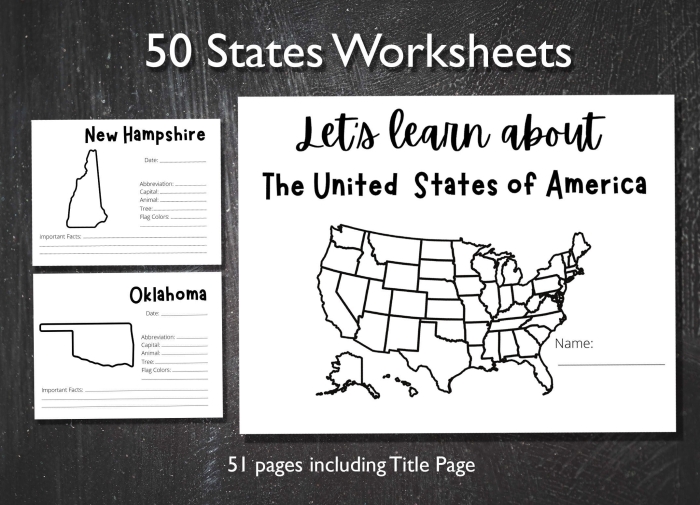 Fifth grade student using a fun educational worksheet to name all 50 states