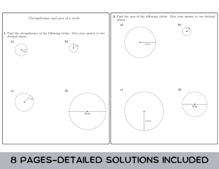 Fifth grade math worksheet featuring illustrated cookies to practice calculating circle area and circumference
