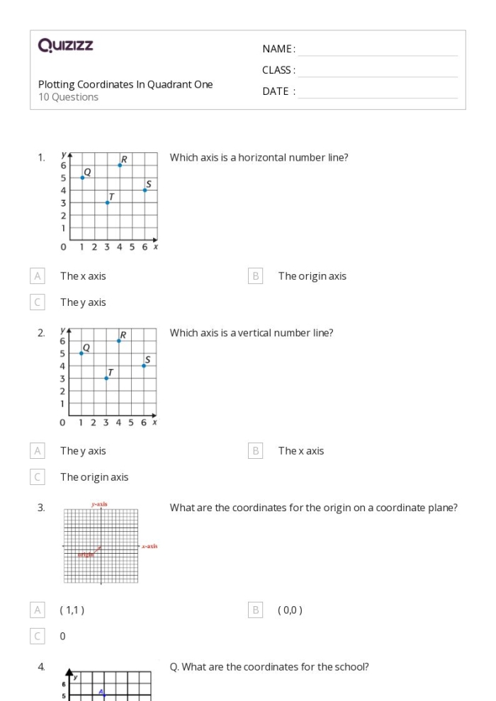 Fifth grade coordinate plane worksheet featuring geometric shape translation exercises