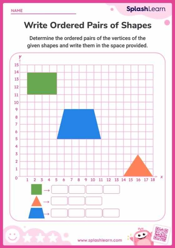 Fifth grade math worksheet focused on plotting positive ordered pairs on a coordinate plane grid