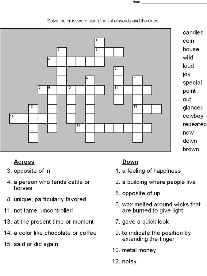 5th Grade Vocabulary Crossword Puzzle worksheet featuring words from fifth grade texts