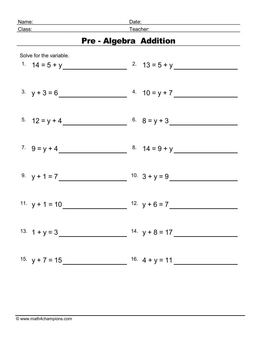 Mixed Operations worksheet for Fifth Grade Colorful pumpkins and autumn leaves frame a fifth-grade pre-algebra equations worksheet. Engaging pre-algebra equations worksheet featuring fall-themed illustrations for fifth graders.