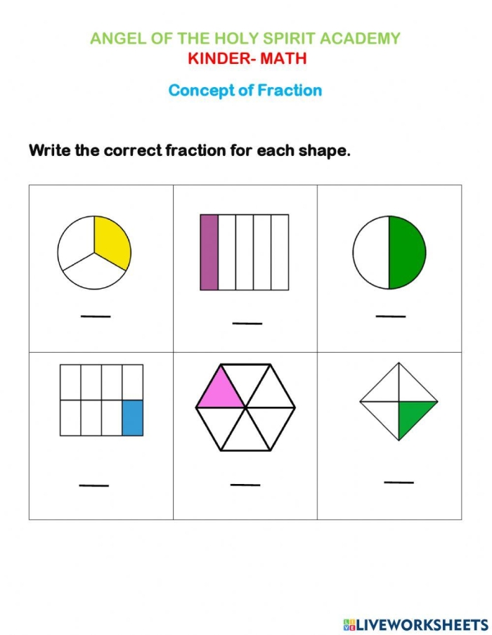 Fifth grade student working on a Fraction Concepts worksheet to build math vocabulary