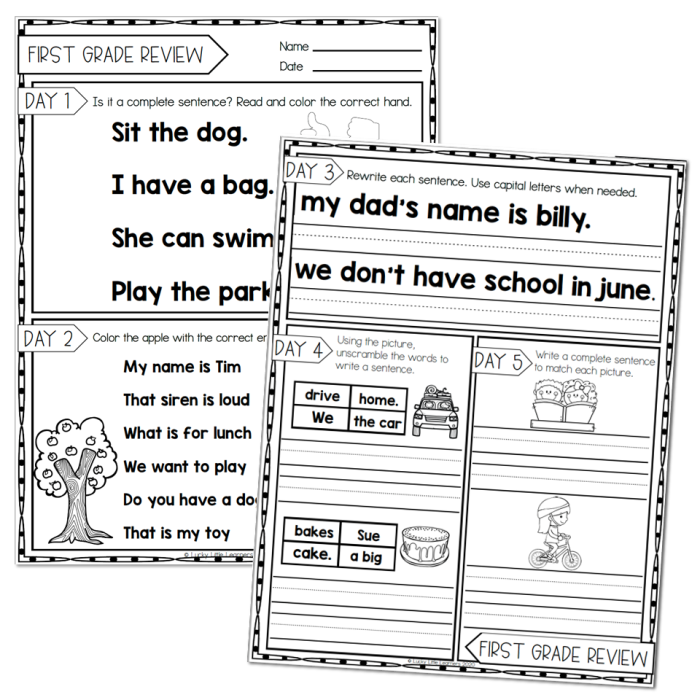 5th Grade mixed grammar review worksheet for handwriting practice
