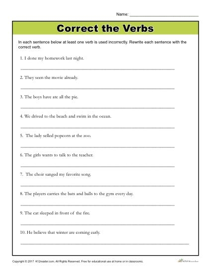 5th Grade mixed grammar review worksheet for handwriting practice and assessment