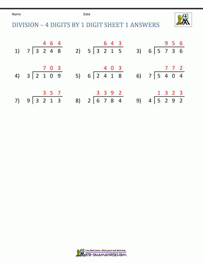 Colorful fifth grade long division math worksheet 2 Fifth grade long division practice worksheet with colorful visual aids