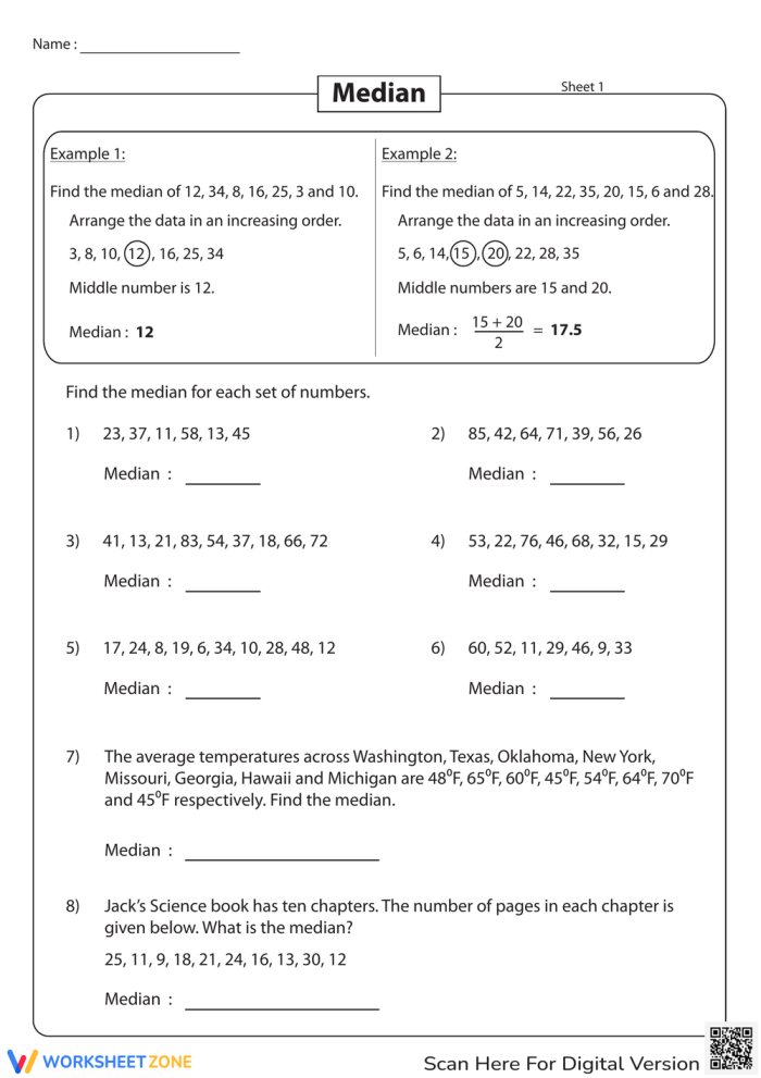 Finding the Average Mean Median and Mode Worksheet 16 Fifth grade math worksheet for practicing how to calculate the mean, median, and mode