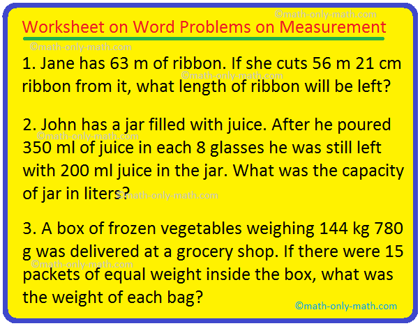 Worksheet featuring metric length measurement word problems for fifth graders