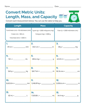 Educational resource for mastering metric mass conversions in 5th grade Worksheet for converting metric units of mass for fifth grade students