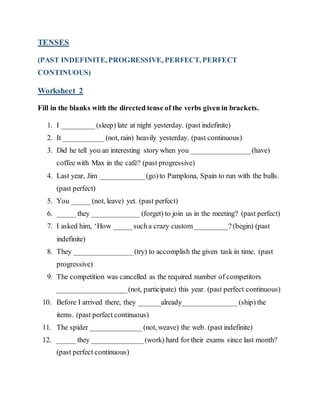 Form Perfect Verb Tenses worksheet for fifth graders Worksheet for practicing perfect verb tenses in fifth grade grammar