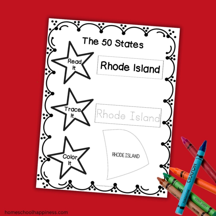 Fifth grade student completing a Name All 50 States sorting worksheet