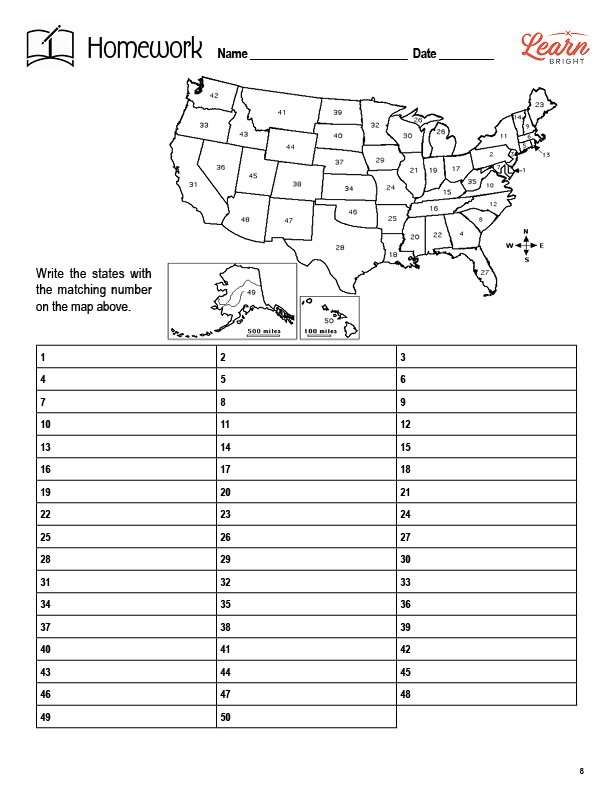 Interactive 50 States Game worksheet for 5th grade history study image 11 Fifth grade student working on a colorful 50 states game worksheet about US geography